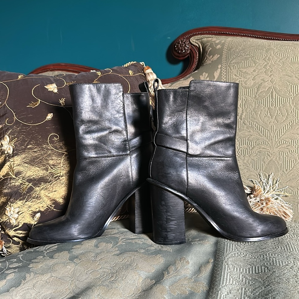 Kelsi Dagger Black Leather Booties